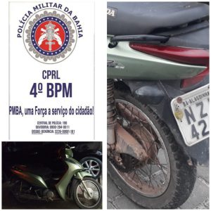 Alagoinhas: Policiais do Quarto Batalhão recuperam motocicleta roubada.