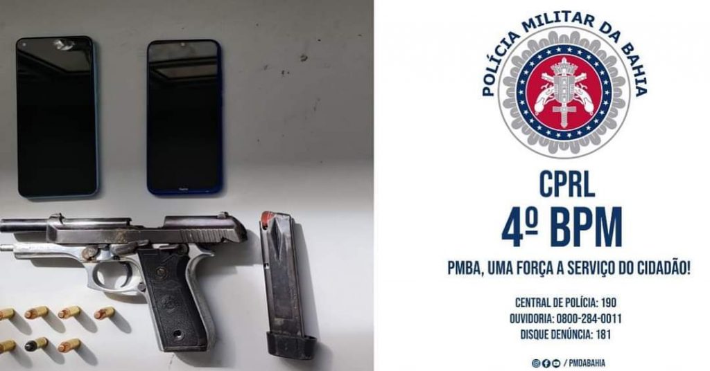Policiais do Quarto Batalhão realizam prisão em flagrante delito por porte ilegal de arma de fogo.