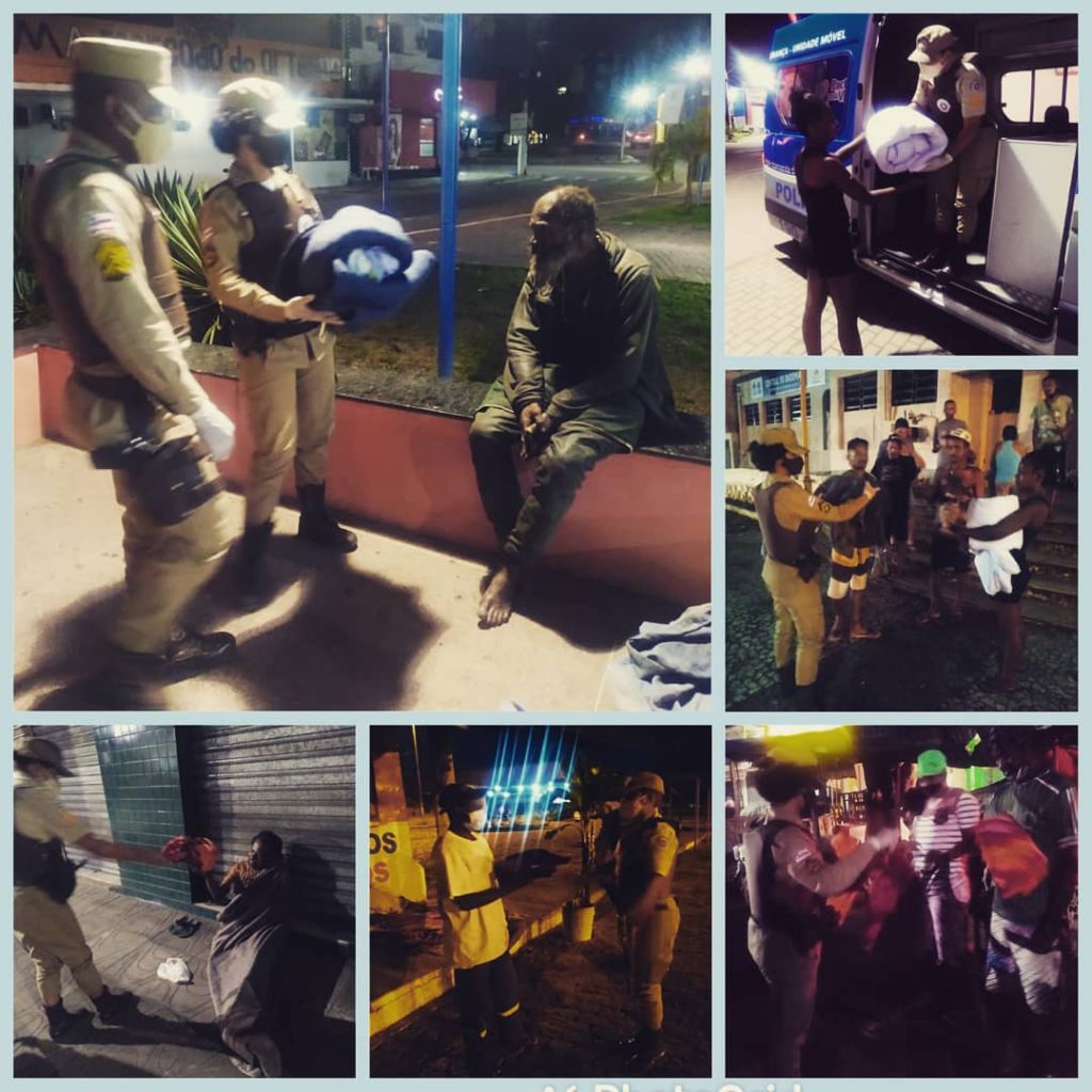 Quarto Batalhão distribui cobertores para as pessoas em situação de rua, em Alagoinhas.
