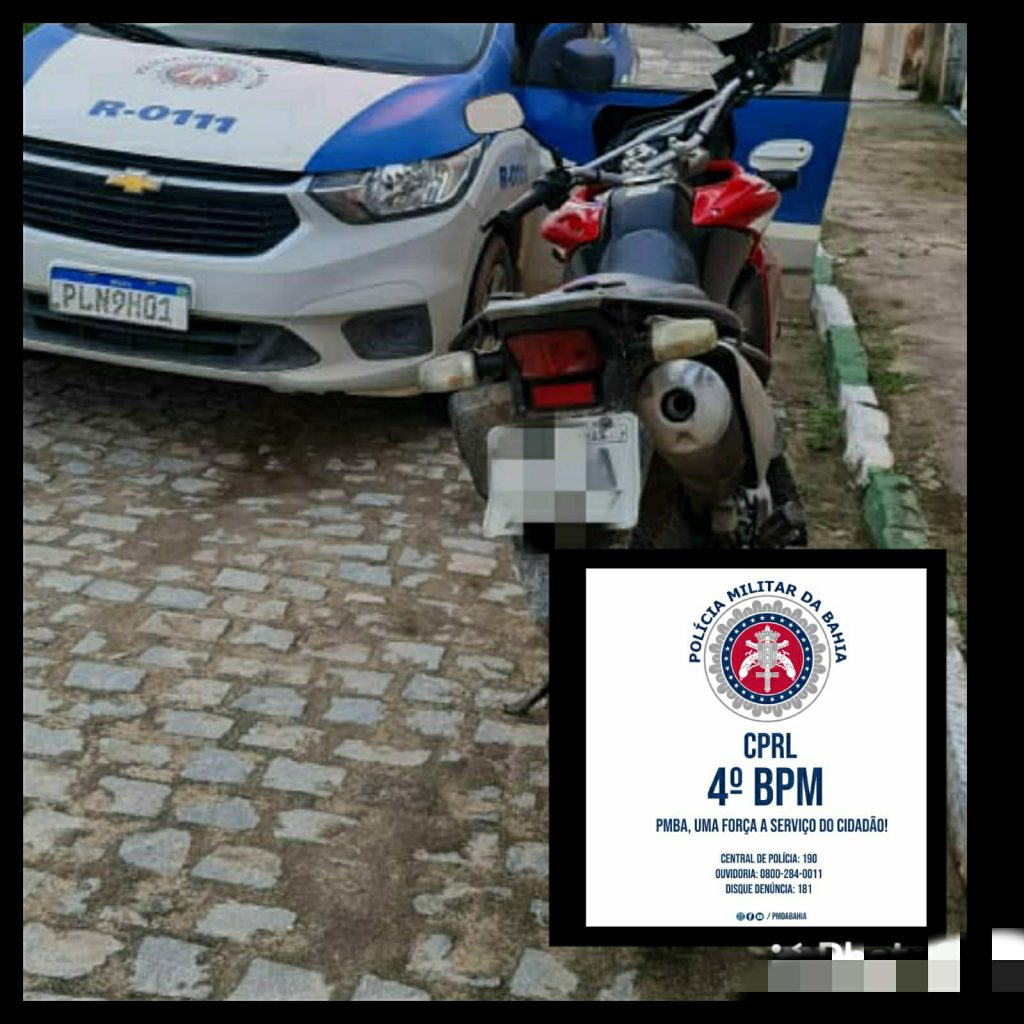 Em Aramari, policiais do Quarto Batalhão prendem homem em flagrante delito e recuperam motocicleta roubada.