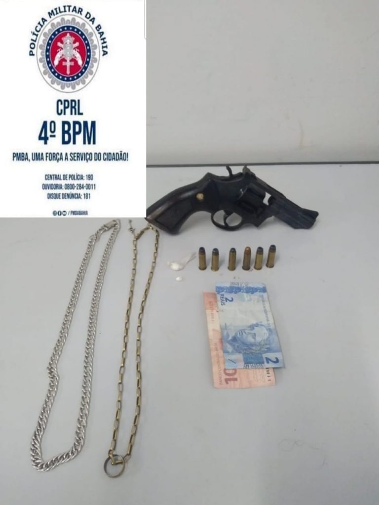 Homem é preso, arma de fogo e drogas foram apreendidas pela PM em Alagoinhas