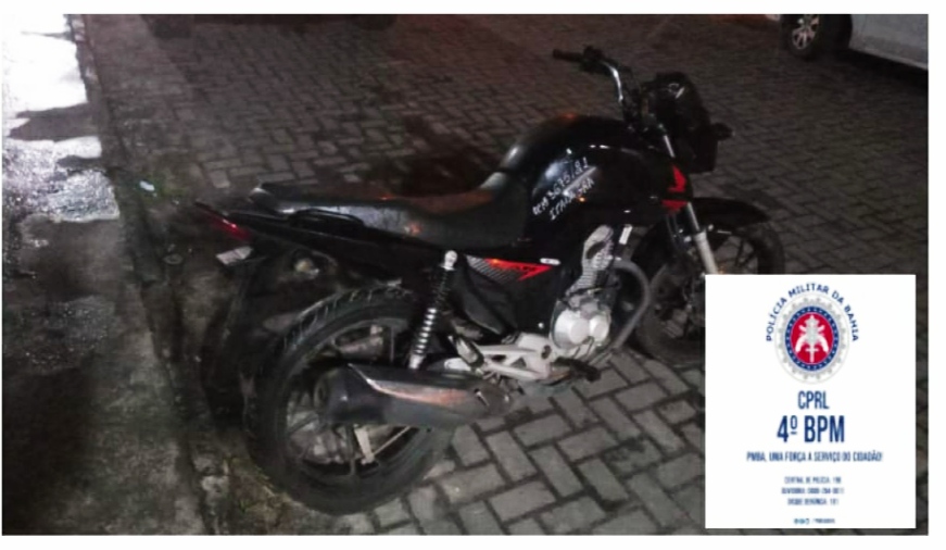 Policiais do Quarto Batalhão recuperam motocicleta roubada em Itanagra
