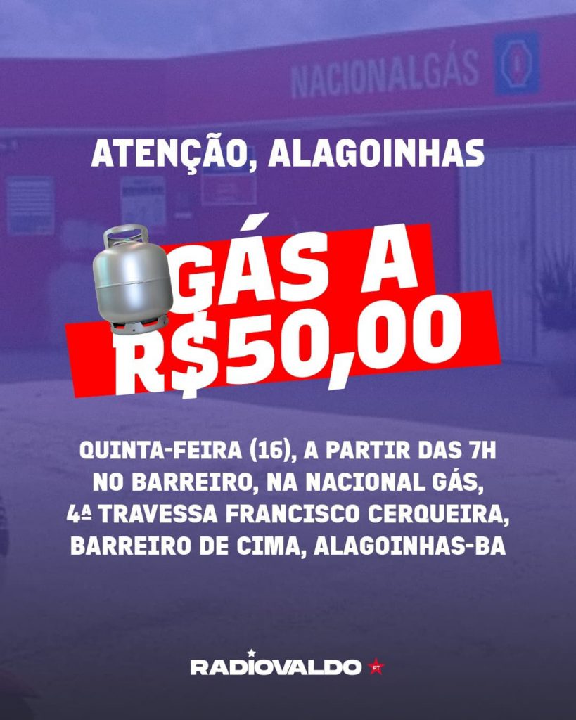 Alagoinhas: Ação leva gás de cozinha a preço justo nesta quinta-feira(16); confira