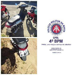 Policiais do Quarto Batalhão recuperam motocicleta roubada