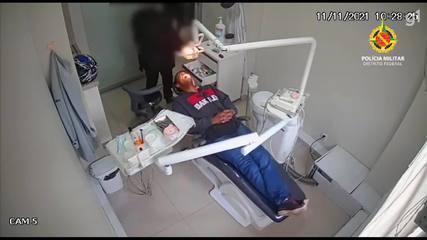 PM em cadeira de dentista percebe assalto à clínica e reage no DF
