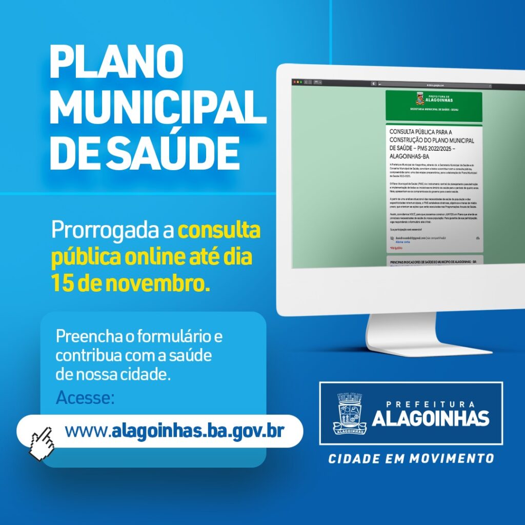 Prorrogada a consulta pública para elaboração do Plano Municipal de Saúde em Alagoinhas