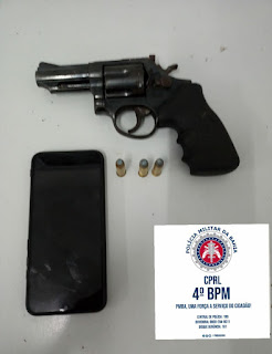 Policiais do Quarto Batalhão prendem homem em flagrante delito e apreendem arma de fogo