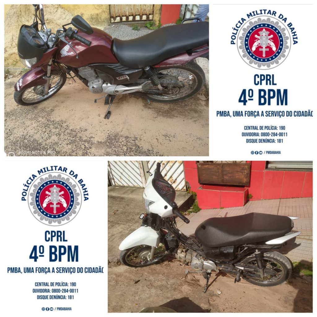 Em Alagoinhas, policiais do Quarto Batalhão recuperam duas motocicletas roubadas