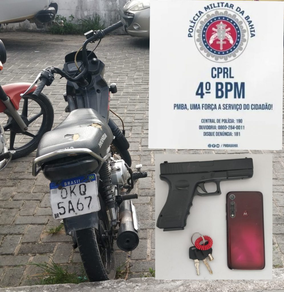 Alagoinhas: Policiais do Quarto Batalhão prendem homem em flagrante após roubo com simulacro de pistola