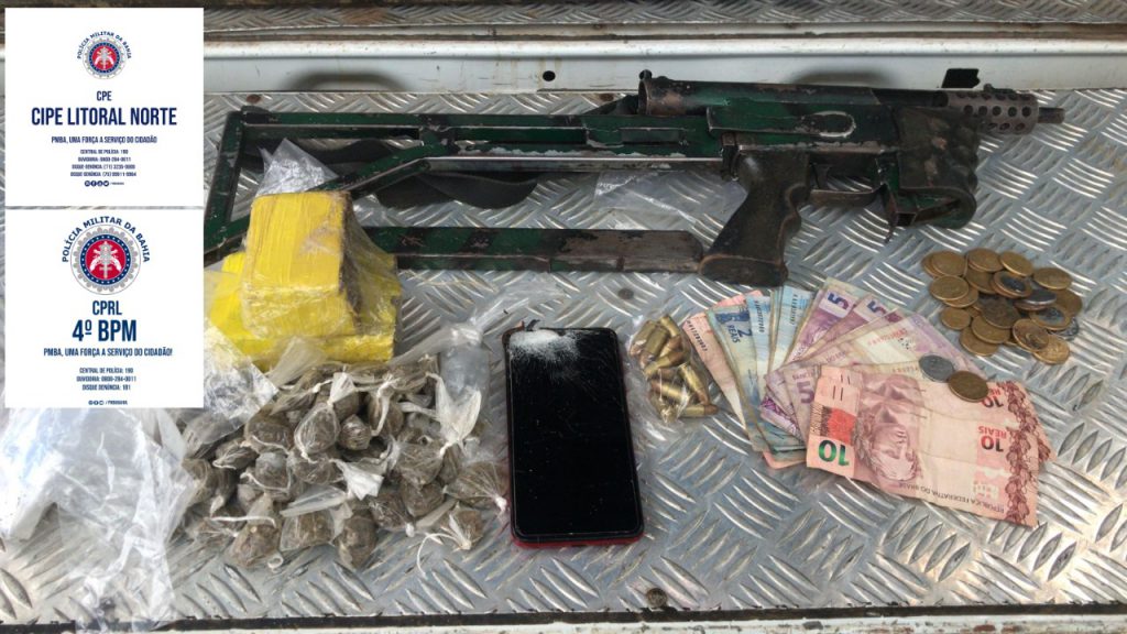 Sátiro Dias: Policiais do Quarto Batalhão e da CIPE/LN apreendem metralhadora e drogas