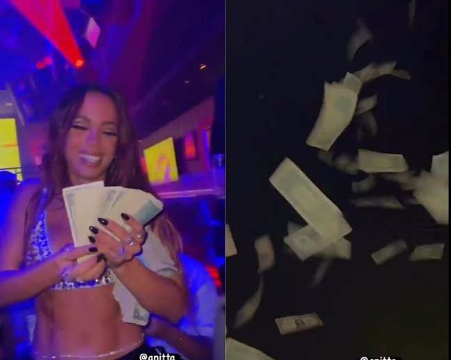 Anitta jogo centenas de dólares para o alto em balada