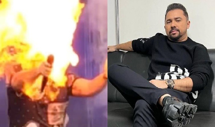 Xand Avião é atingido por fogo durante show da banda Aviões do Forró; assista