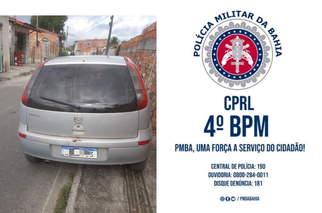 Policiais do Quarto Batalhão localizam veículo roubado em Alagoinhas