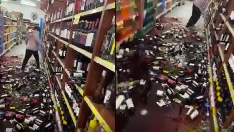 Vídeo: Funcionária de supermercado destrói vinhos de prateleira após ser demitida