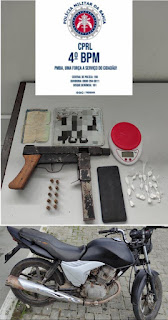 Alagoinhas: 4ºBPM realiza prisão por porte ilegal de arma de fogo e tráfico de drogas