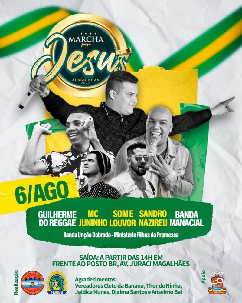 Marcha para Jesus, acontecerá neste sábado (06) em Alagoinhas