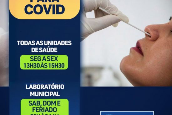 Testagem para COVID-19 continua nos Postos de Saúde e no Laboratório Municipal em Alagoinhas