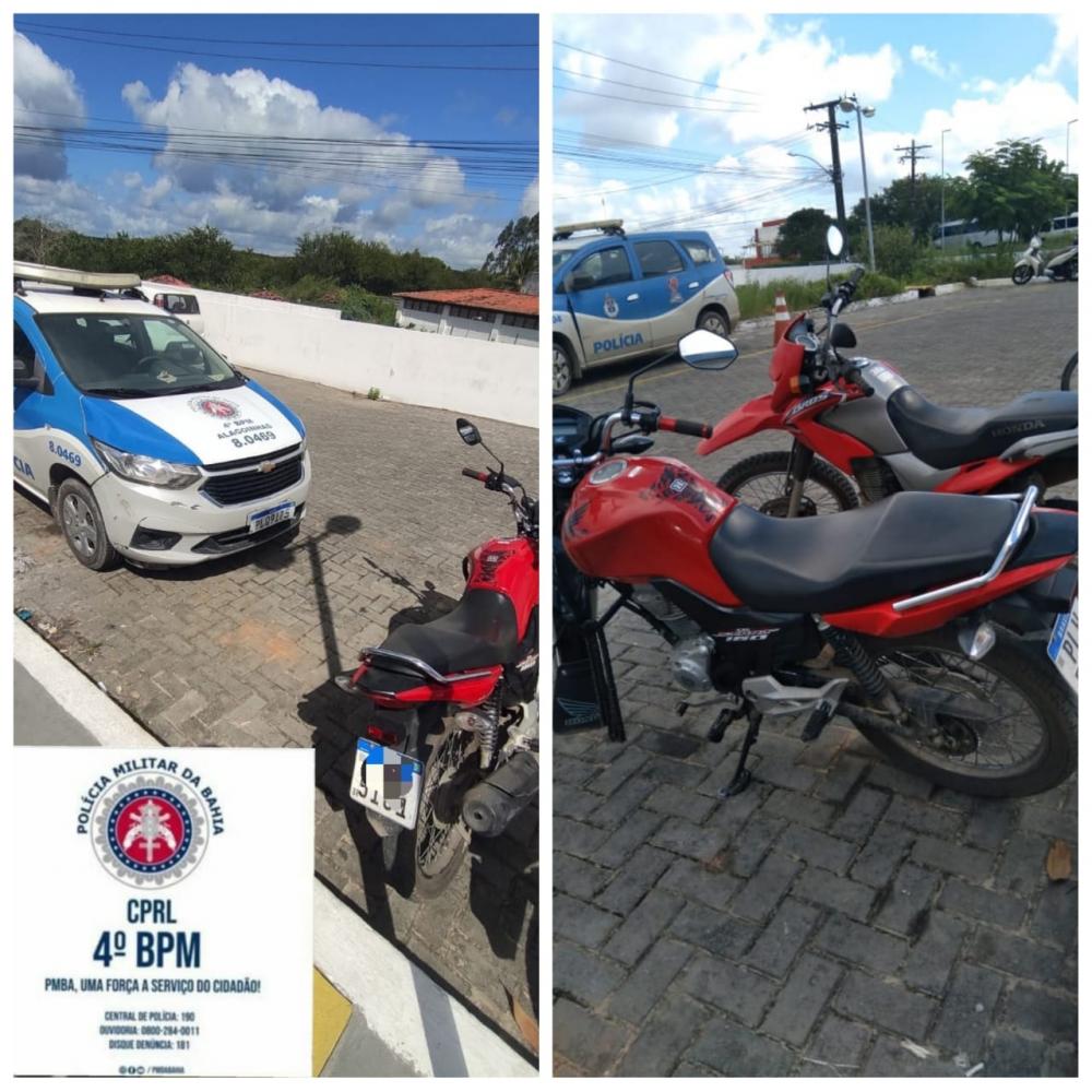 Policiais do 4º BPM recuperam moto roubada em Alagoinhas