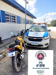 4º BPM recupera motocicleta roubada em Alagoinhas