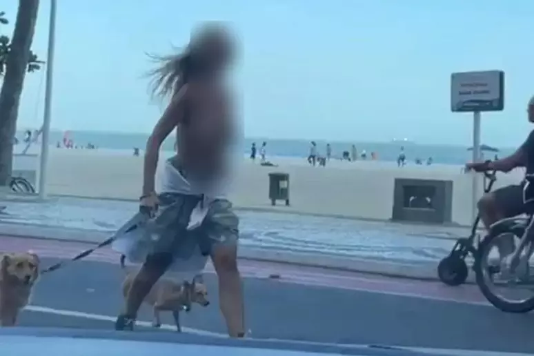 Mulher faz topless e é detida enquanto passeava com cachorros em SC