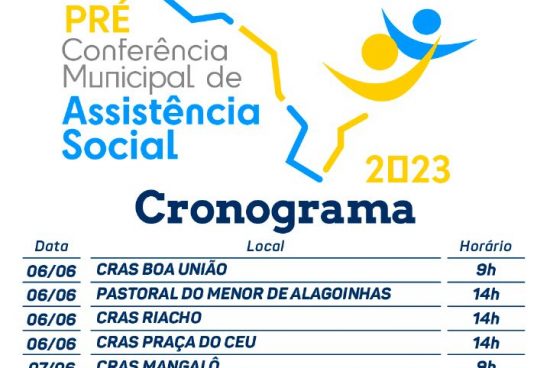 Pré-Conferência Municipal de Assistência Social acontece nos dias 06 e 07 de junho