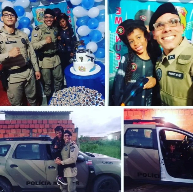 Em Alagoinhas, policiais do Quarto Batalhão realizam sonho de criança em seu aniversário