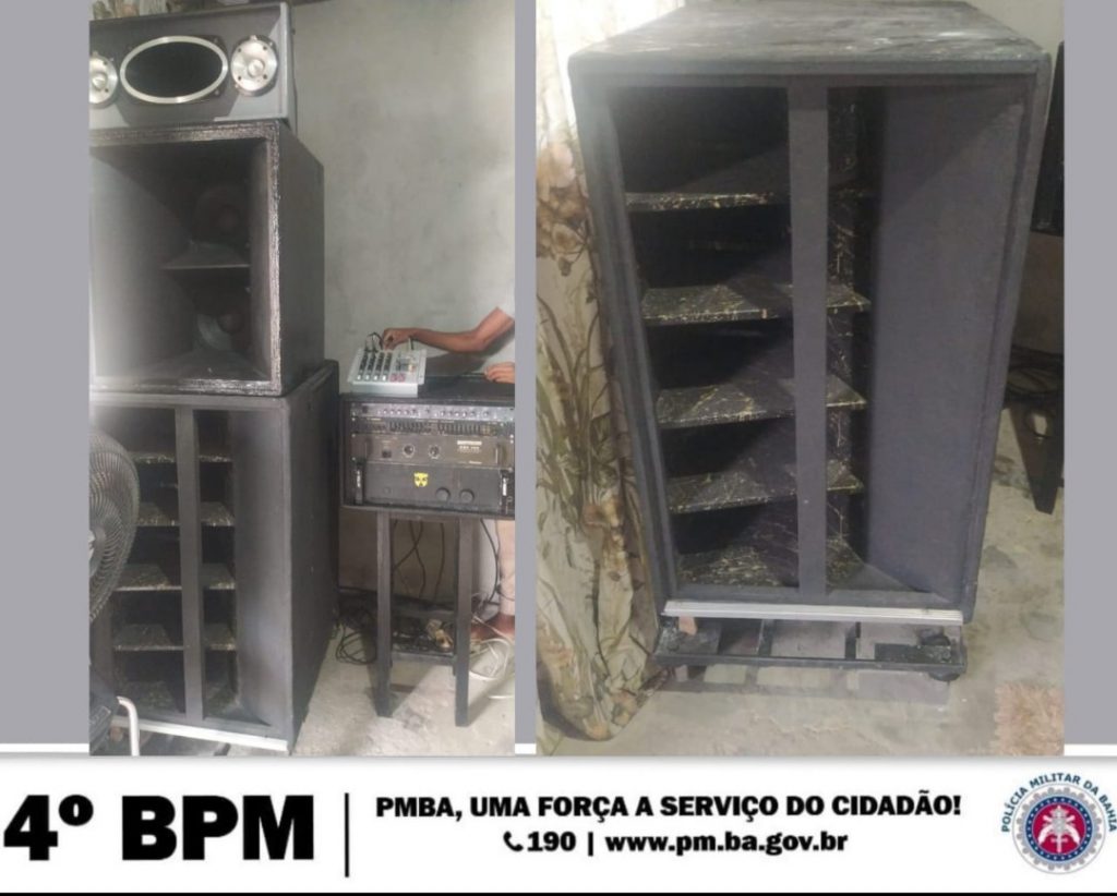 Durante Operação de combate à poluição sonora, policiais do Quarto Batalhão apreendem aparelhagem de som
