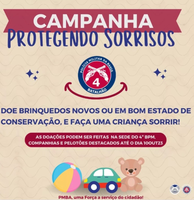 Protegendo Sorrisos: Campanha de arrecadação de brinquedos do 4° Batalhão 2023 em Alagoinhas