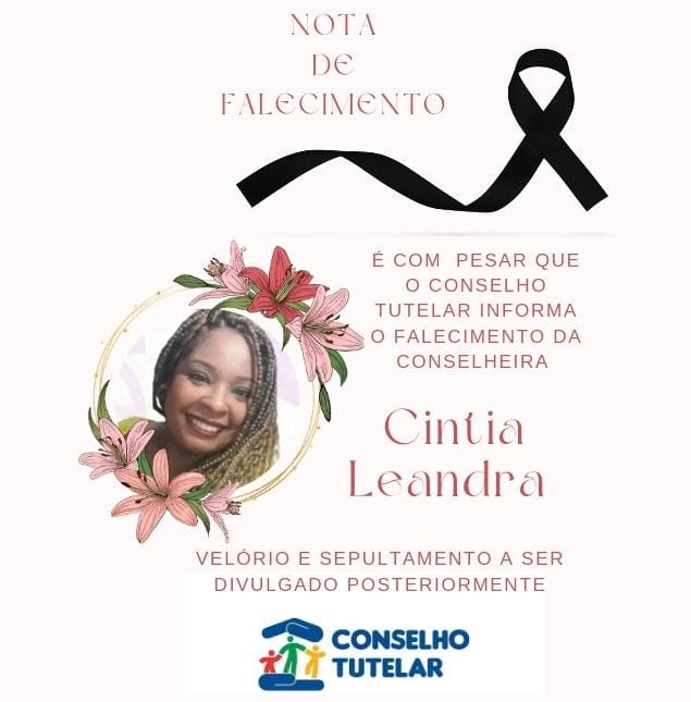 Prefeitura de Alagoinhas  envia nota de pesar pelo falecimento de Cintia Leandra